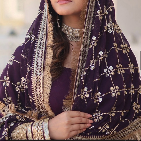 Purple faux Georgette anarkali suit size small eid collection - Picture 5 of 10